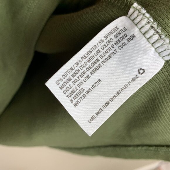 The Nines by Hatch Scoop Army Green Neck 3/4 Length Sleeve Ribbed Top Large - Picture 4 of 6